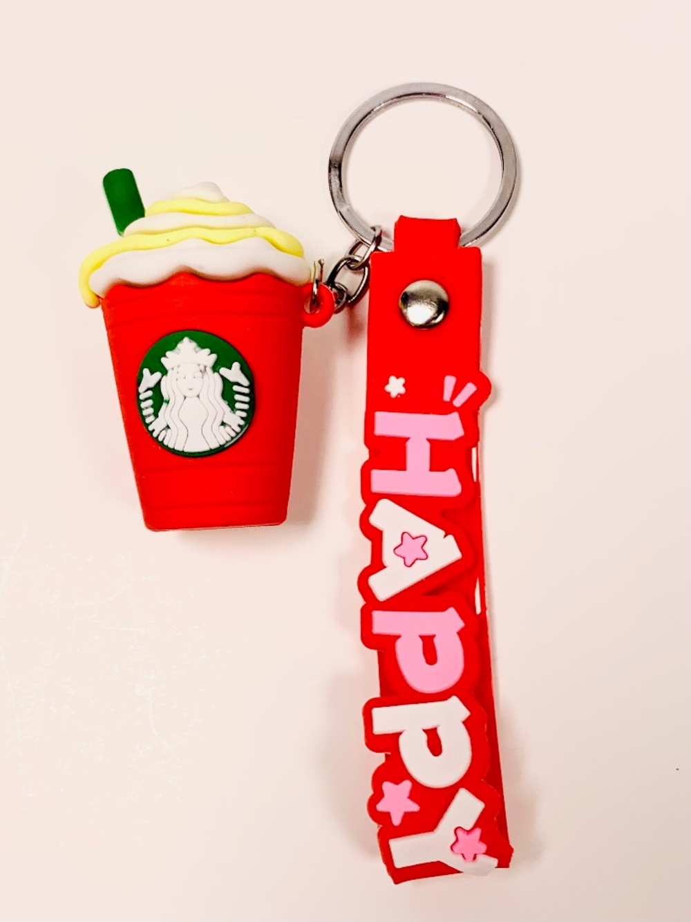 Starbucks-Inspired Happy keychain bag charm 3D mini red green Frappe coffee cup
